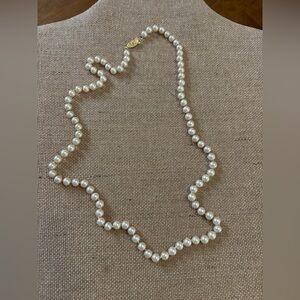 Vintage Faux? Pearl Necklace Single Strand 24" Marked Japan